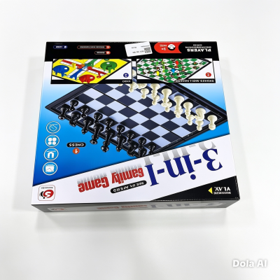 3-in-1 Magnetic Board Game Set: Chess / Snakes & Ladders / Ludo